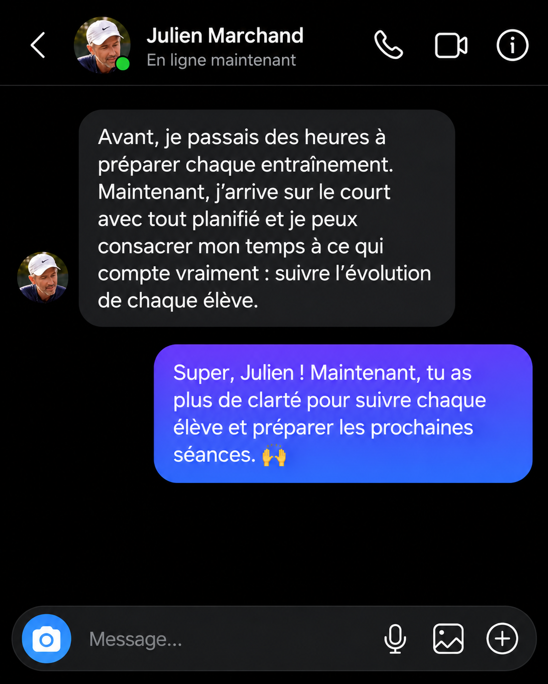 Conversation avec Julien Marchand sur la progression des élèves