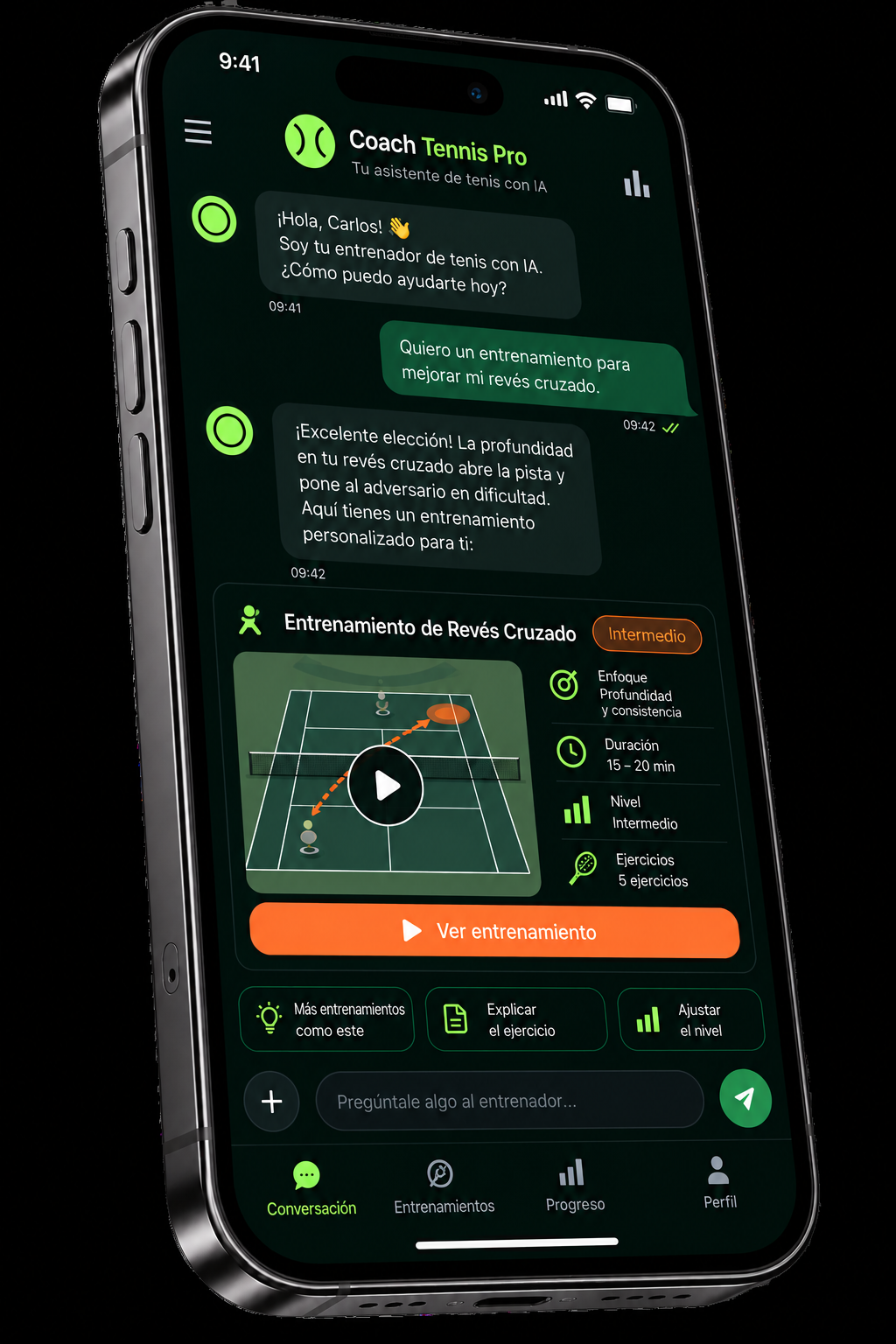 Asistente de tenis con IA en el iPhone
