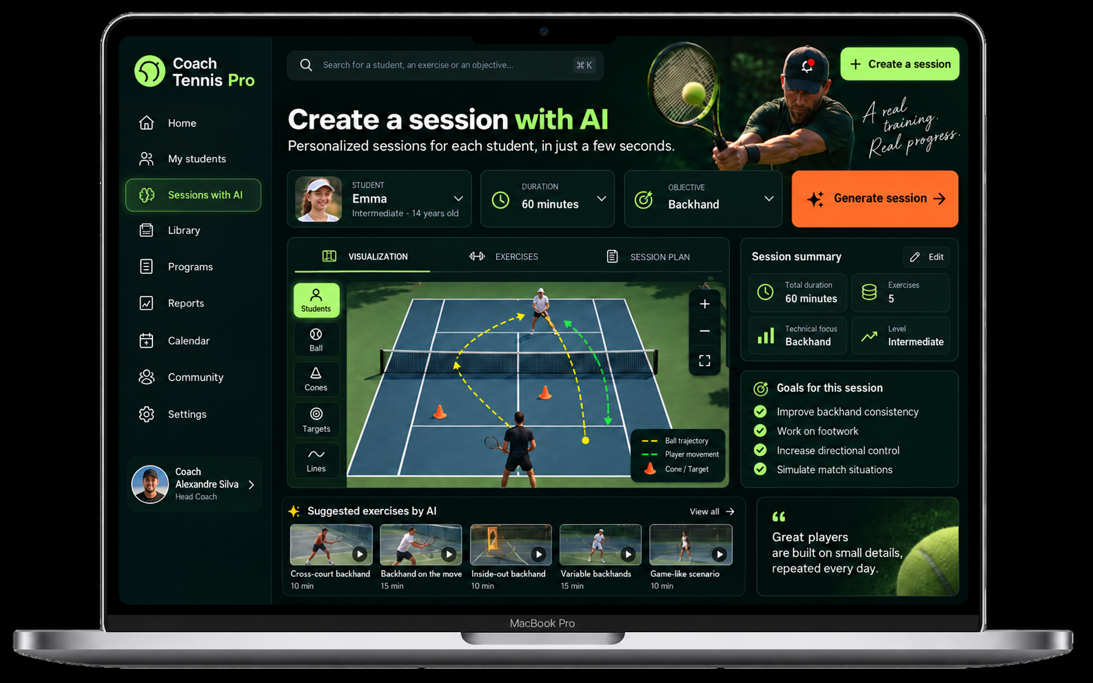Coach Tennis Pro on a MacBook Pro