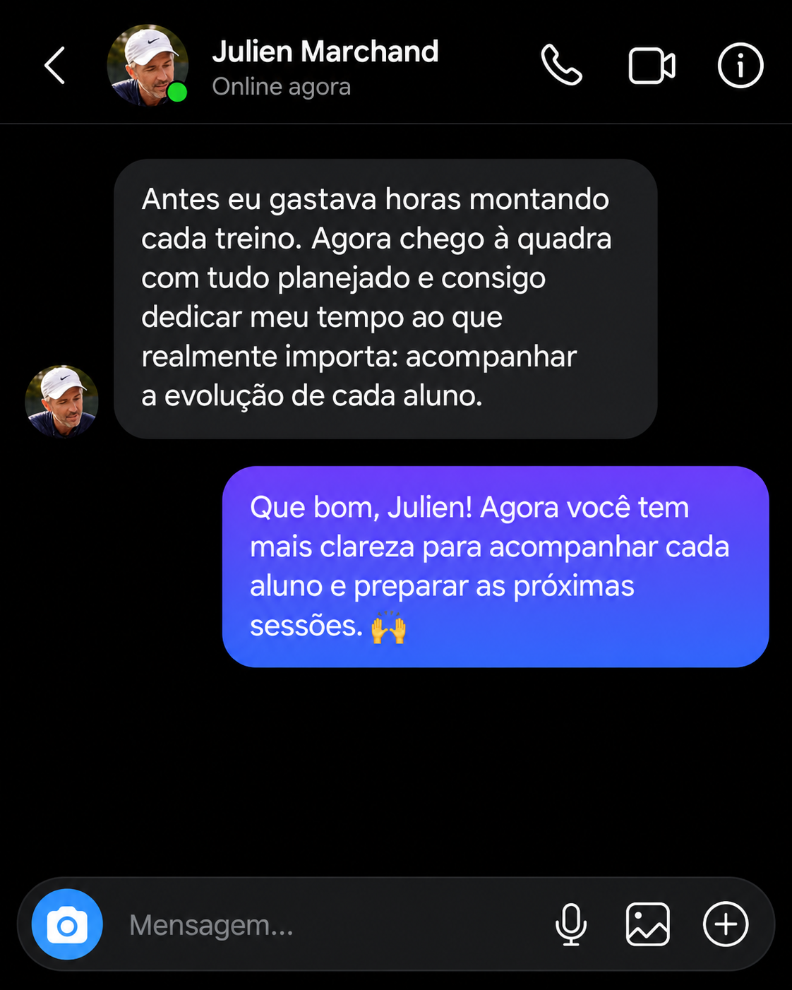 Conversa de Julien Marchand sobre planejamento de treinos