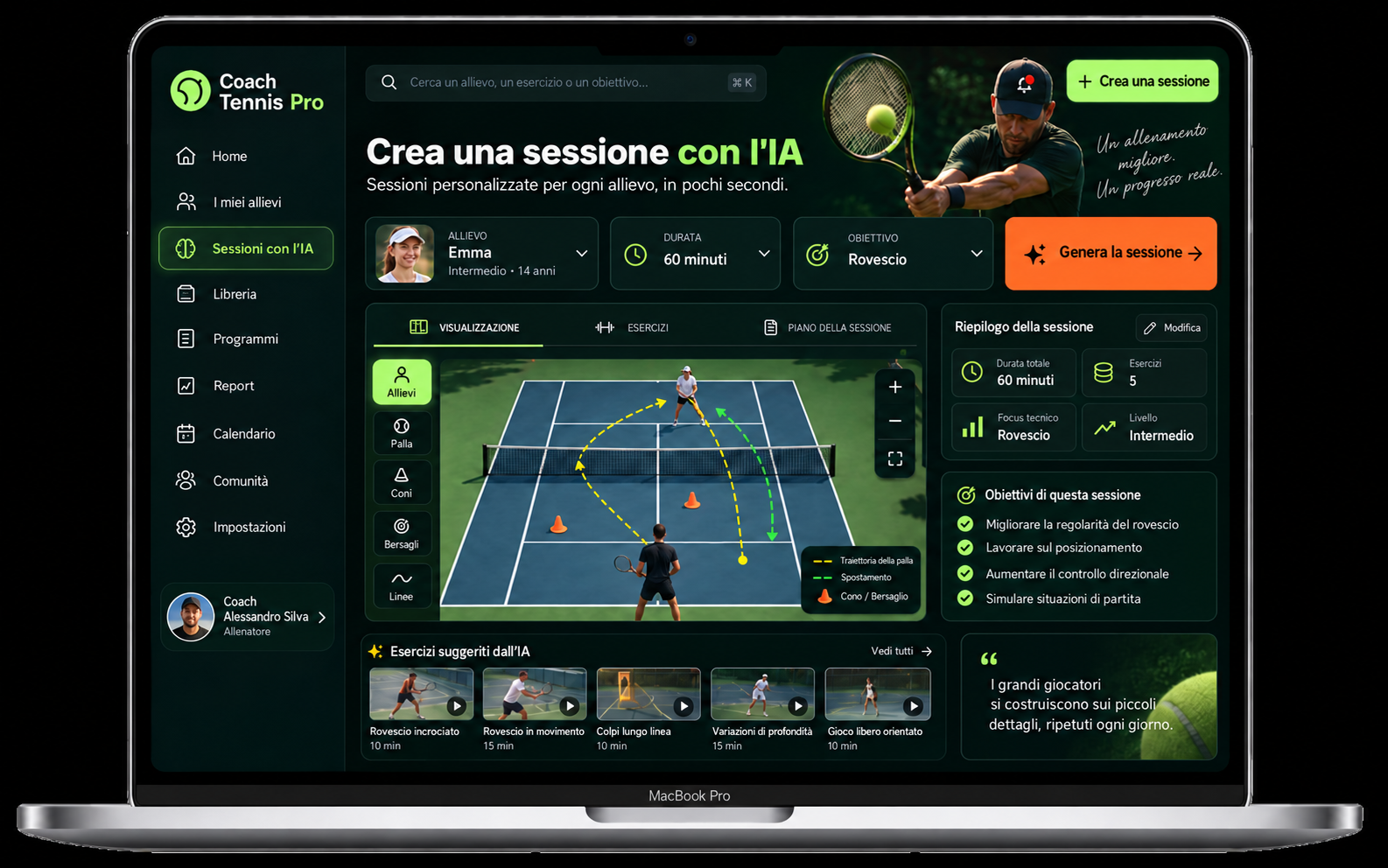 Coach Tennis Pro su un MacBook Pro